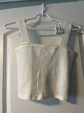 Express Cream Textured Square-Neck Crop Camisole